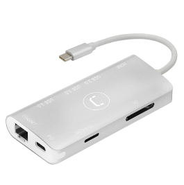 HUB UNNO TEKNO TIPO C 8EN1 HDMI RJ45 GIGA PD60W 3USB SD